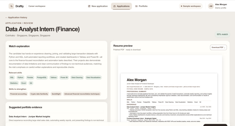 Draftly – AI Job Application Assistant – screenshot 4