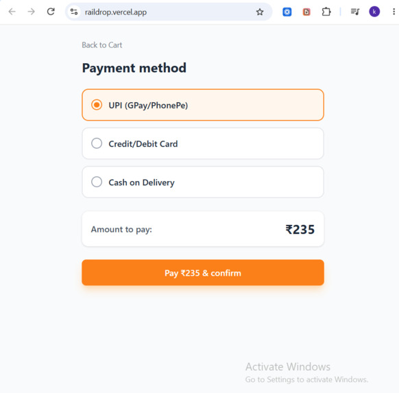 RailDrop: live order window for IRCTC eCatering – screenshot 5