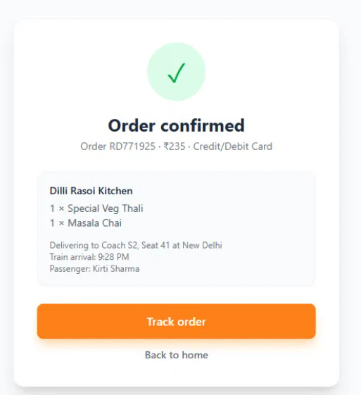 RailDrop: live order window for IRCTC eCatering – screenshot 6