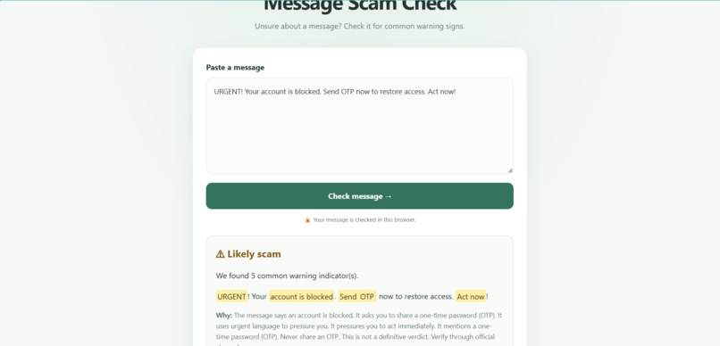 AI Scam Message Detector – screenshot 3