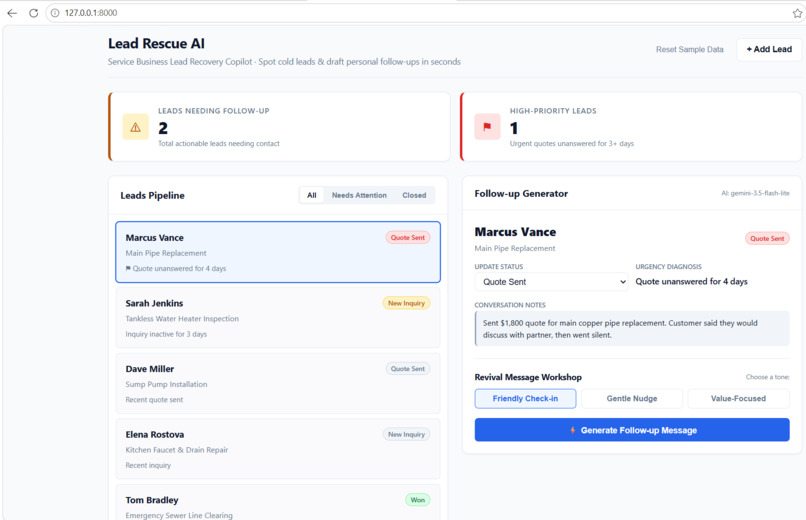 Lead Rescue AI – screenshot 1