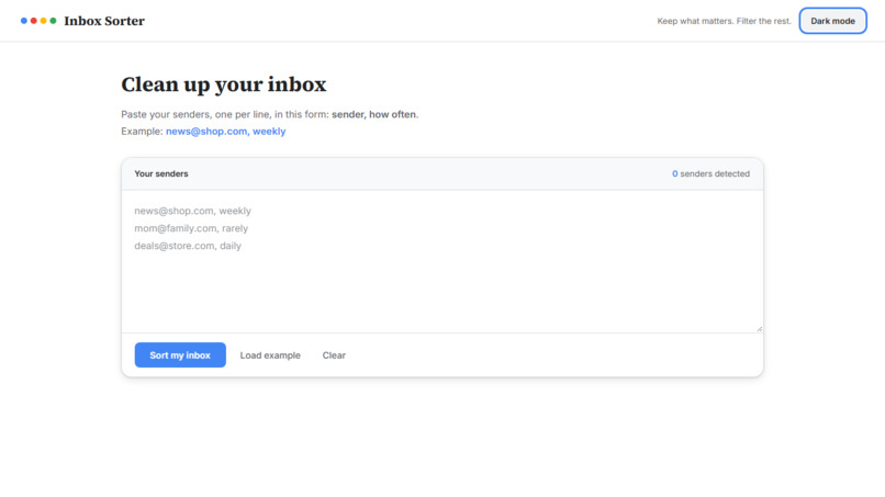 Inbox Sorter – screenshot 1