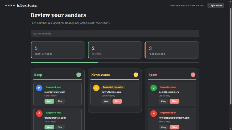 Inbox Sorter – screenshot 3