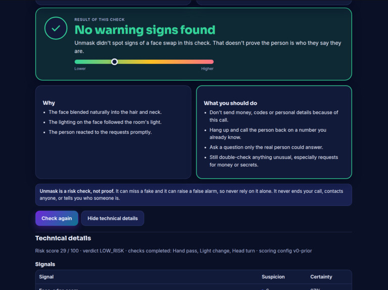 unmask – screenshot 2