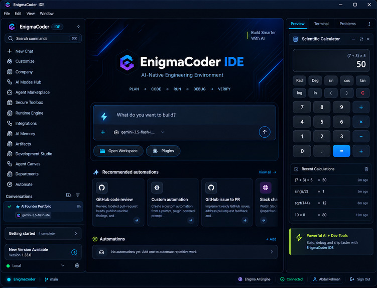 EnigmaCoder IDE – screenshot 1