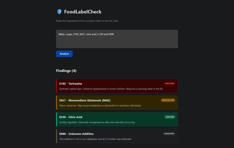 FoodLabelCheck – screenshot 1