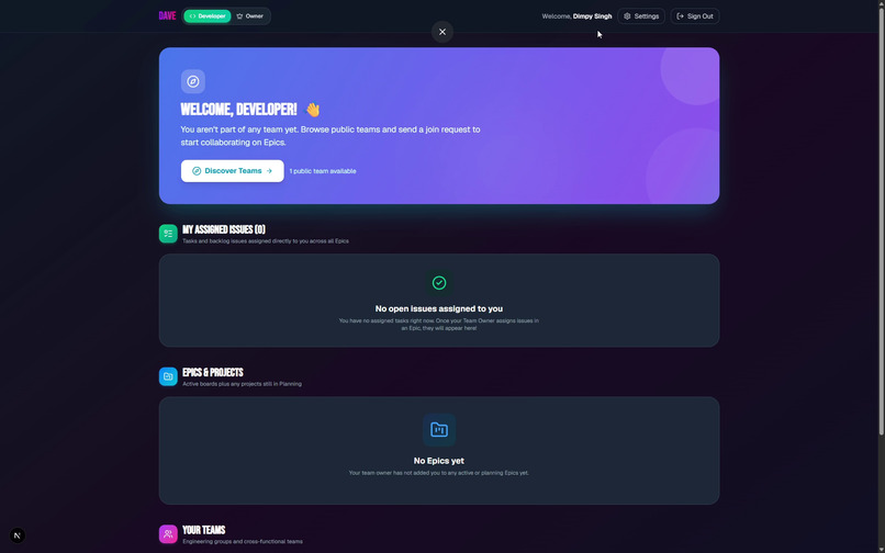 DAVE : Developer-Agent-Virtual-Ecosystem Private – screenshot 1