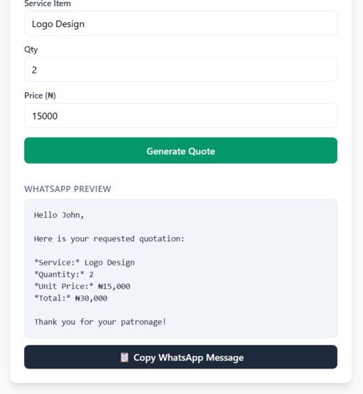 QuickQuote – screenshot 2