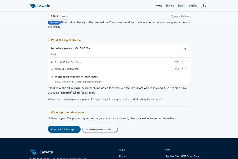 Lawata: Satellite Triage for Lake Pollution – screenshot 1