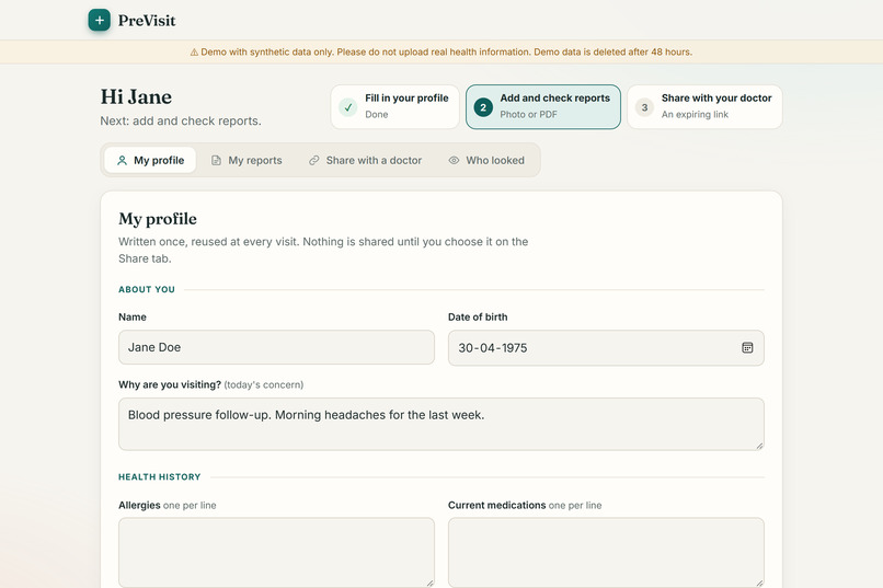 Previsit – screenshot 3