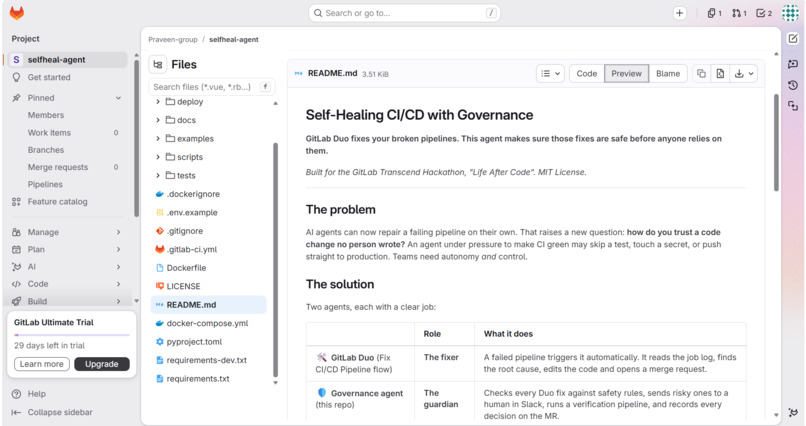 Self-Healing CI/CD with Governance – screenshot 1