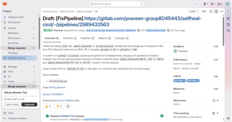 Self-Healing CI/CD with Governance – screenshot 2