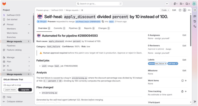 Self-Healing CI/CD with Governance – screenshot 5