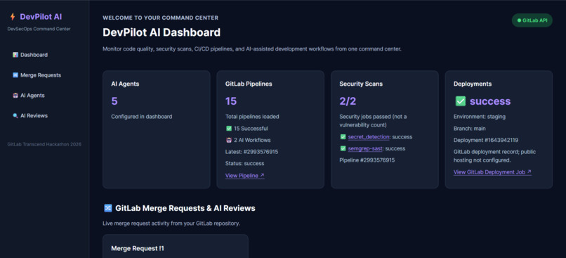 DevPilot AI — Your Intelligent DevSecOps Command Center – screenshot 1