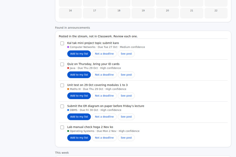 Google Classroom: My Tracker + Hidden Deadlines – screenshot 3