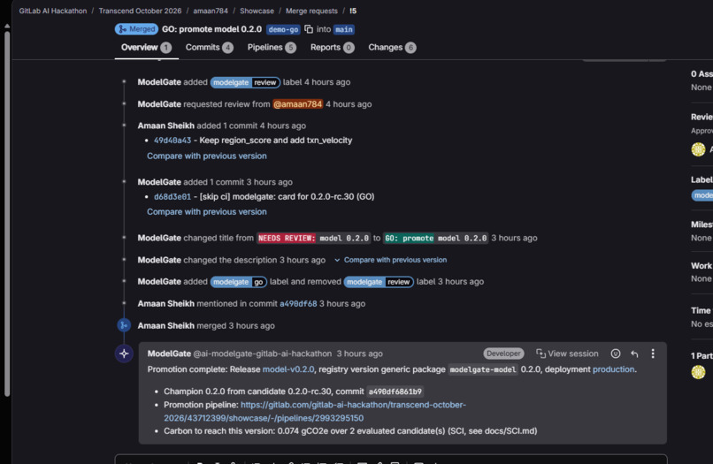 ModelGate: a model promotion gate for GitLab – screenshot 4
