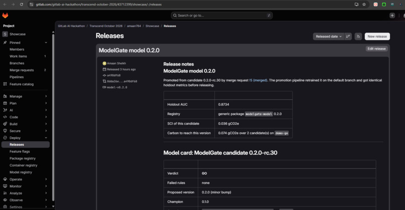 ModelGate: a model promotion gate for GitLab – screenshot 5