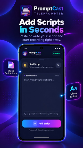 PromptCast - Free Android Teleprompter – screenshot 1