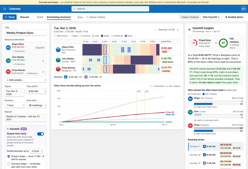Fairshift: Fair Time-Zone Rotation for Outlook Calendar – screenshot 1