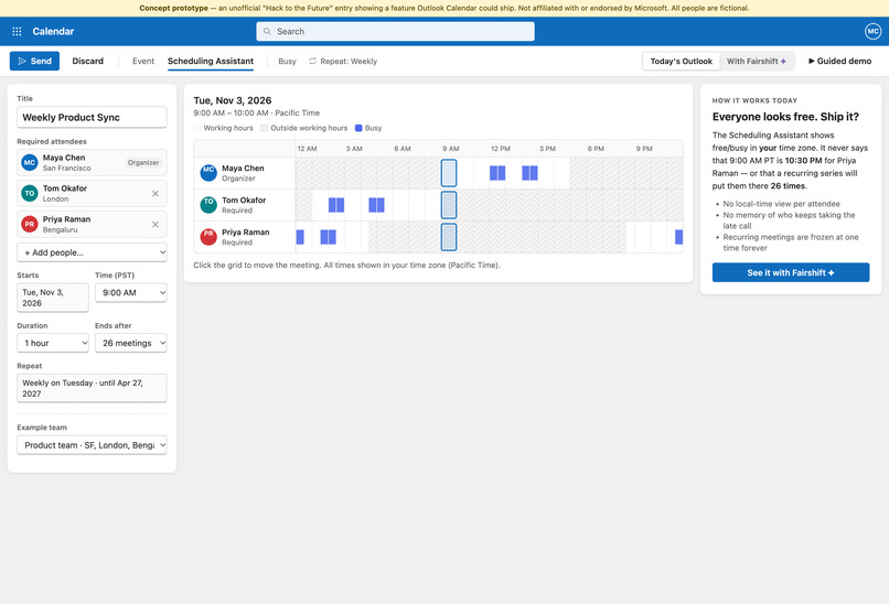 Fairshift: Fair Time-Zone Rotation for Outlook Calendar – screenshot 2