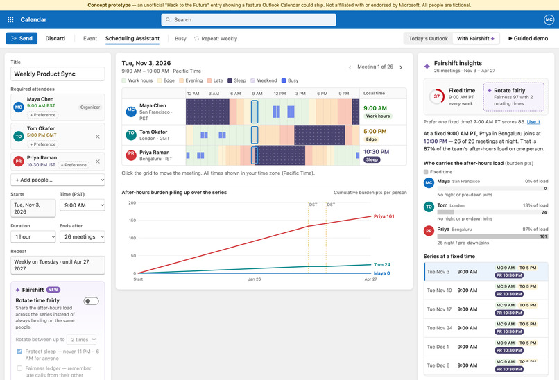 Fairshift: Fair Time-Zone Rotation for Outlook Calendar – screenshot 3