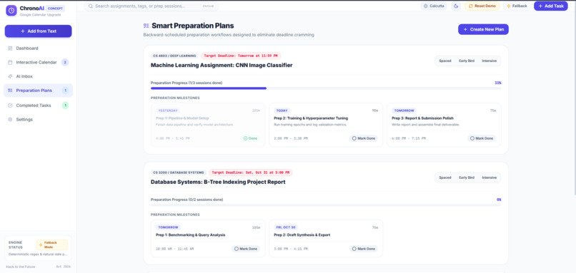 ChronoAI: Backward Deadline Engine for Google Calendar – screenshot 2
