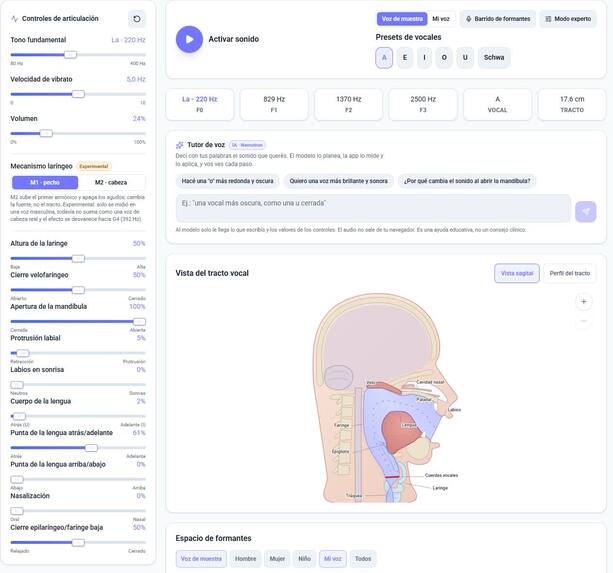 Vocal Tract simulator – screenshot 2