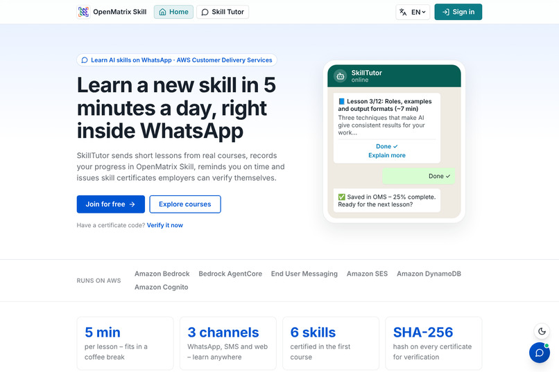 SkillTutor for OpenMatrixSkill – screenshot 1