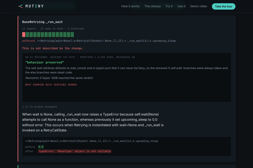 MUTINY: Don't trust the PR title. Run the code. – screenshot 4