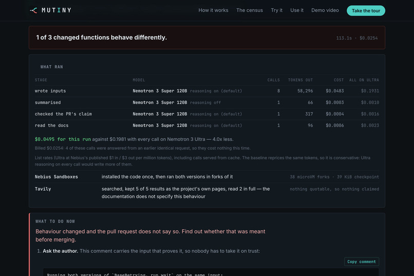 MUTINY: Don't trust the PR title. Run the code. – screenshot 5