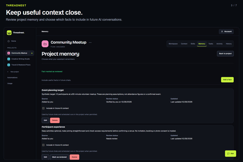 Threadnest: Personal AI workspace – screenshot 4