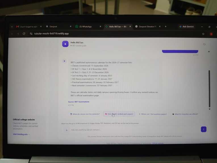 Hello BIETian-smart campus assistant  – screenshot 3