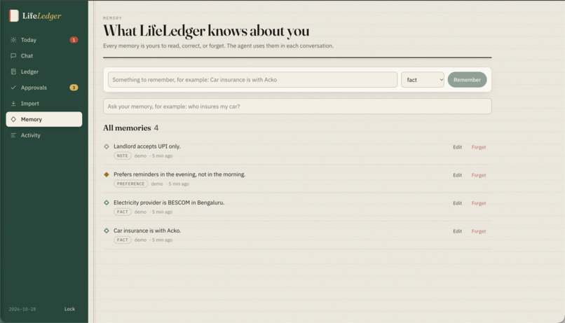 LifeLedger: Private AI Agent for Life Admin – screenshot 2