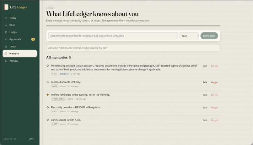 LifeLedger: Private AI Agent for Life Admin – screenshot 7