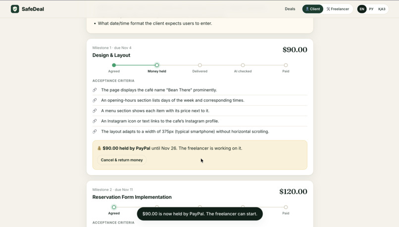 SafeDeal – screenshot 1