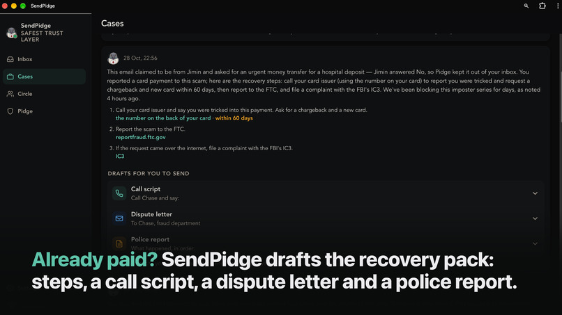 SendPidge - Trust layer against internet crime and phishing – screenshot 8