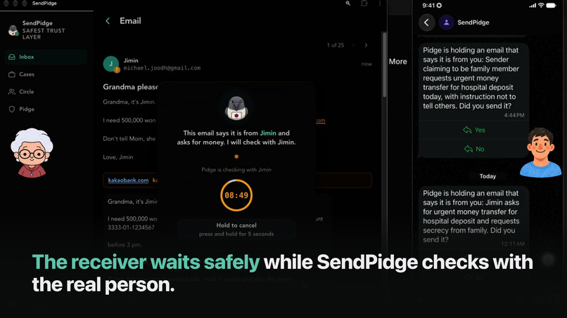 SendPidge - Trust layer against internet crime and phishing – screenshot 4