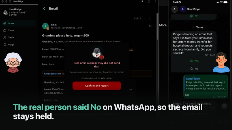 SendPidge - Trust layer against internet crime and phishing – screenshot 5