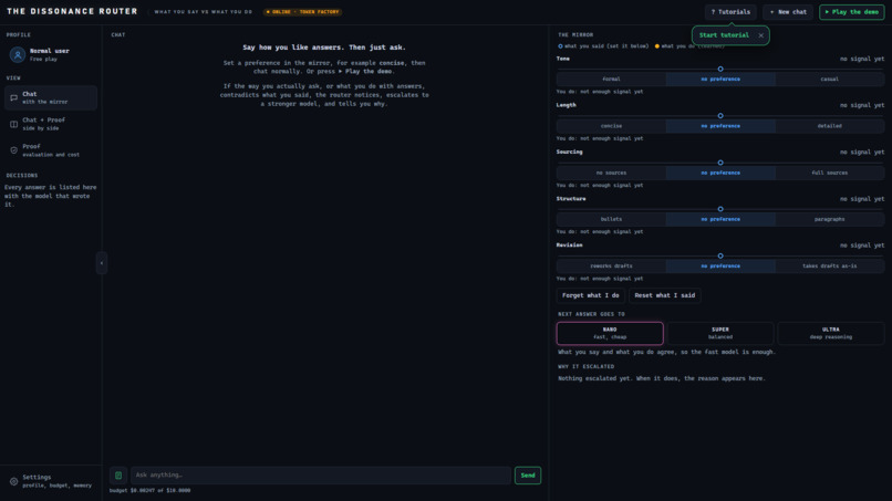 The Dissonance router – screenshot 1