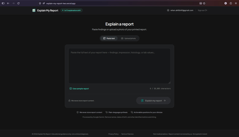 Explain-My-Report – screenshot 1