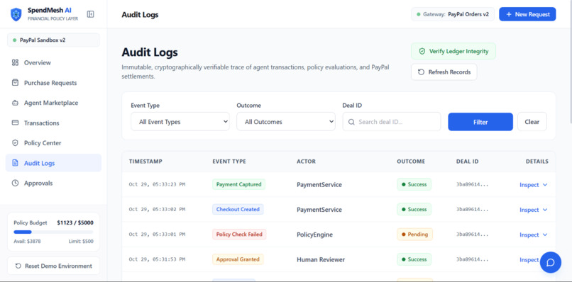 SpendMesh AI: The Financial Trust Layer for Autonomous AI  – screenshot 11