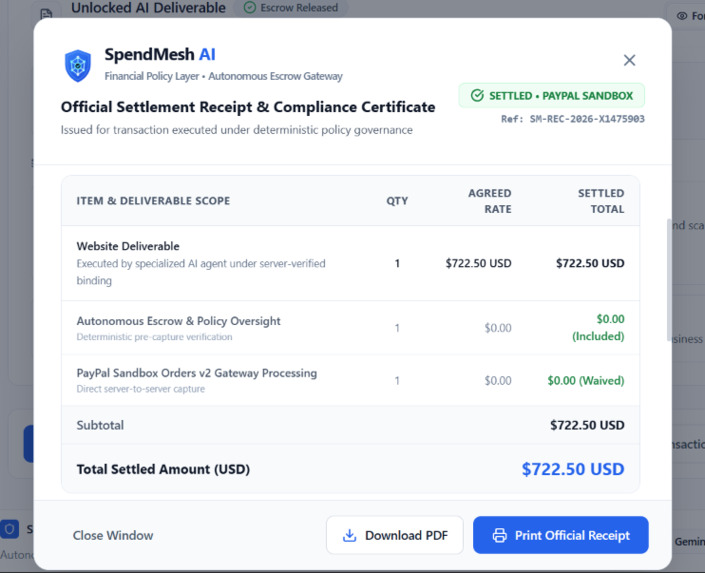 SpendMesh AI: The Financial Trust Layer for Autonomous AI  – screenshot 10
