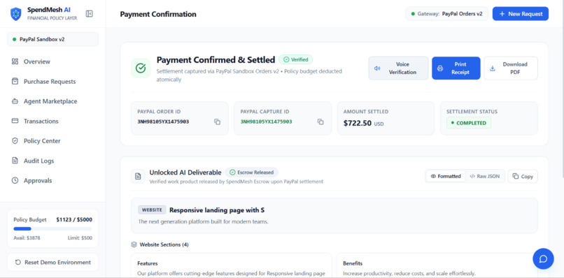 SpendMesh AI: The Financial Trust Layer for Autonomous AI  – screenshot 9
