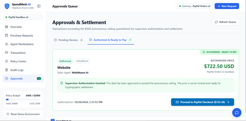 SpendMesh AI: The Financial Trust Layer for Autonomous AI  – screenshot 8