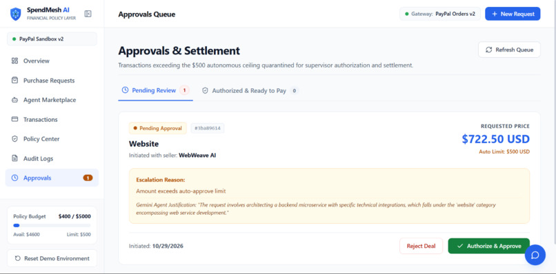 SpendMesh AI: The Financial Trust Layer for Autonomous AI  – screenshot 6