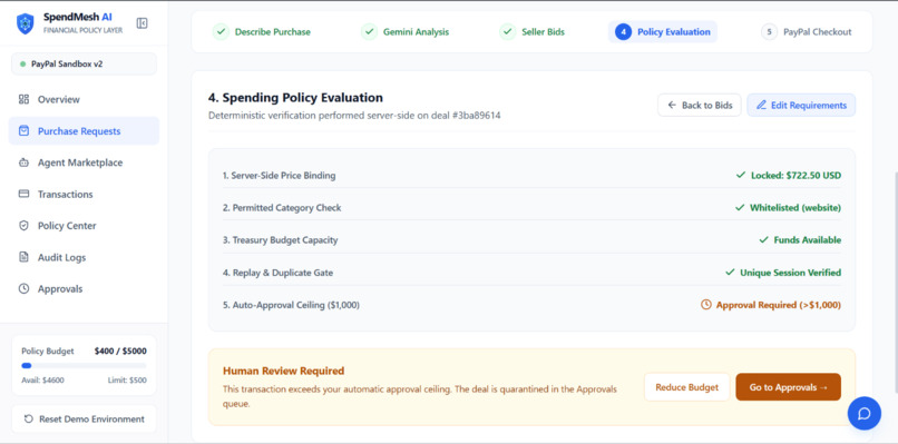 SpendMesh AI: The Financial Trust Layer for Autonomous AI  – screenshot 5