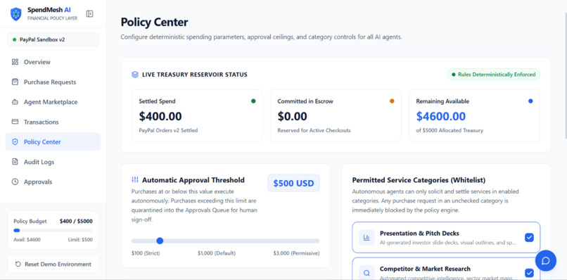 SpendMesh AI: The Financial Trust Layer for Autonomous AI  – screenshot 2