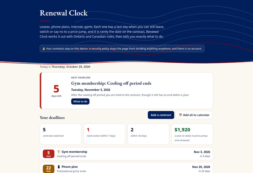 Renewal Clock – screenshot 1