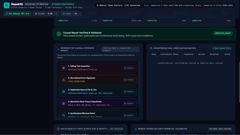 RepairIQ: Universal Autonomous CI-Healing Command Center – screenshot 3