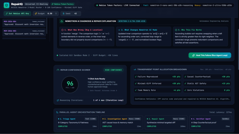 RepairIQ: Universal Autonomous CI-Healing Command Center – screenshot 6
